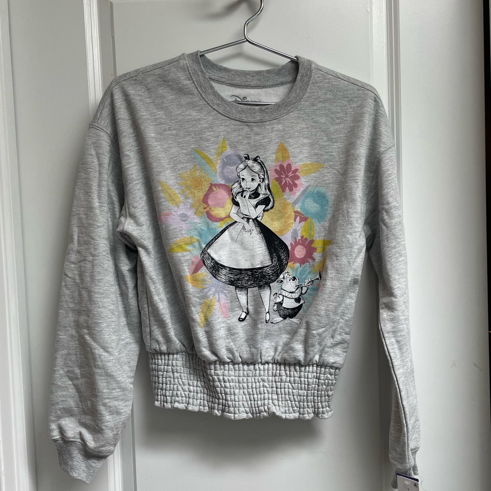 Disney Alice in Wonderland Grey Sweater Size Small